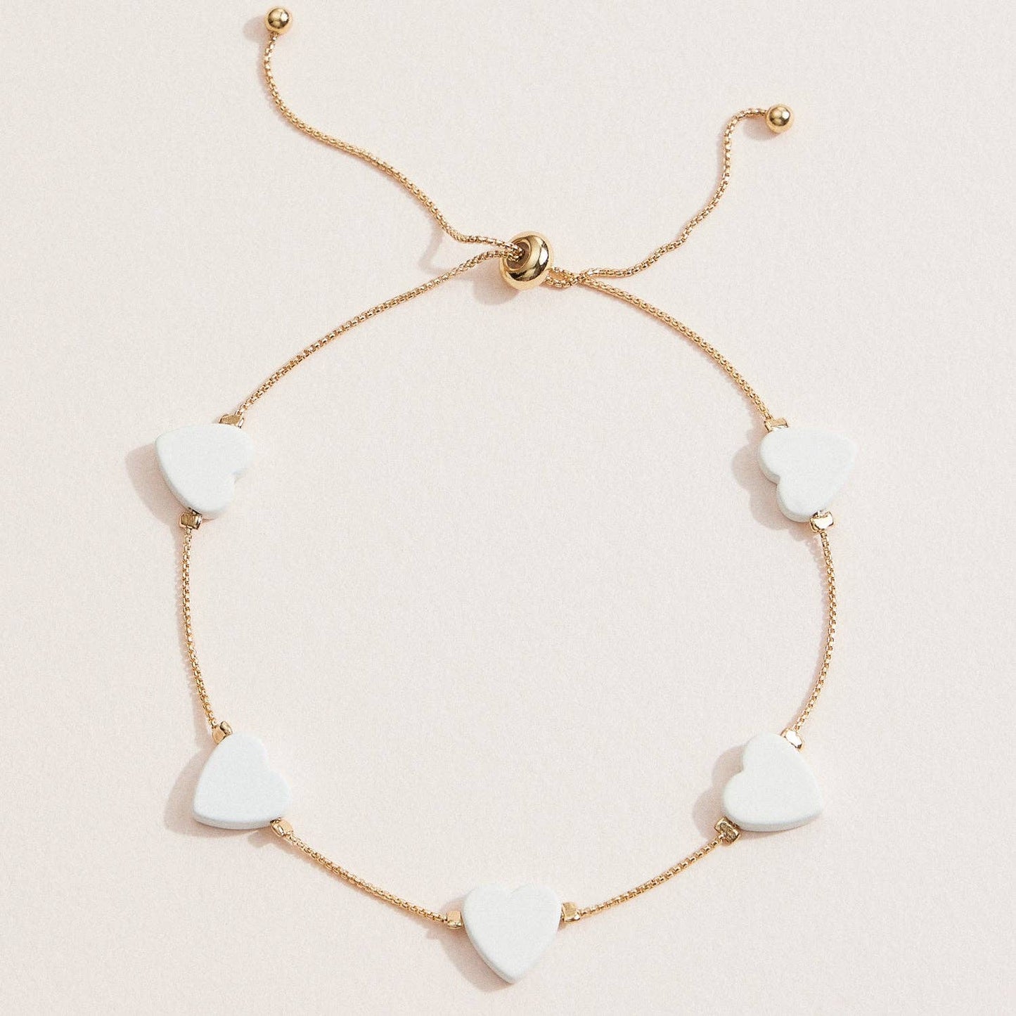 Bracelet - Gold Adjustable Heart Charm Minimalist
