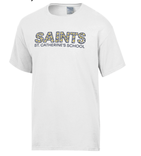Adult T shirt Comfort Wash SAINTS flower logo St. Catherine's School