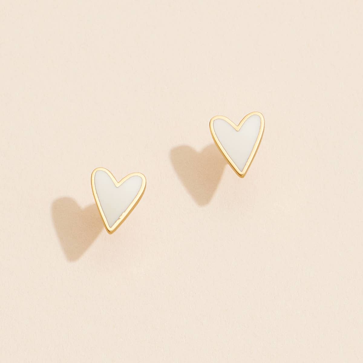 Earrings - Enamel Heart 18k Gold Dip Stud