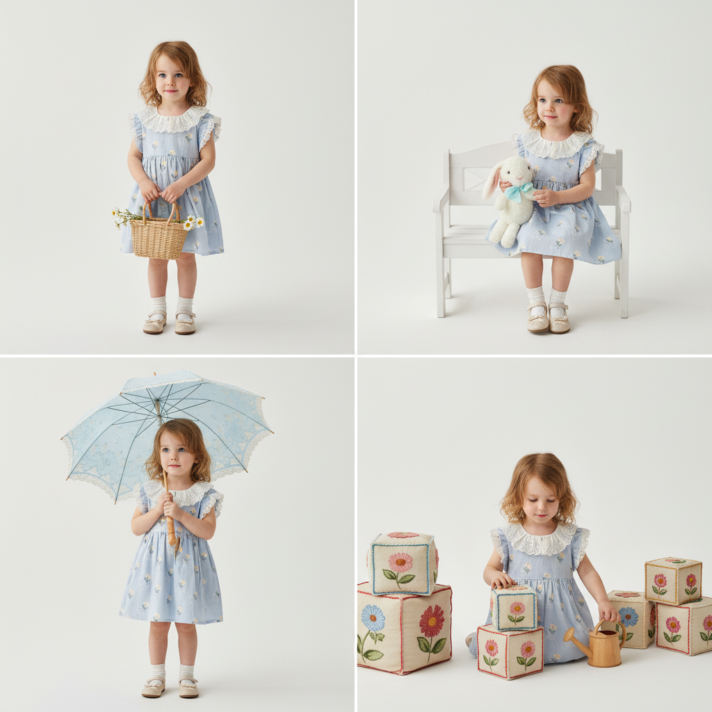 Blue daisy dress w/ matching headband