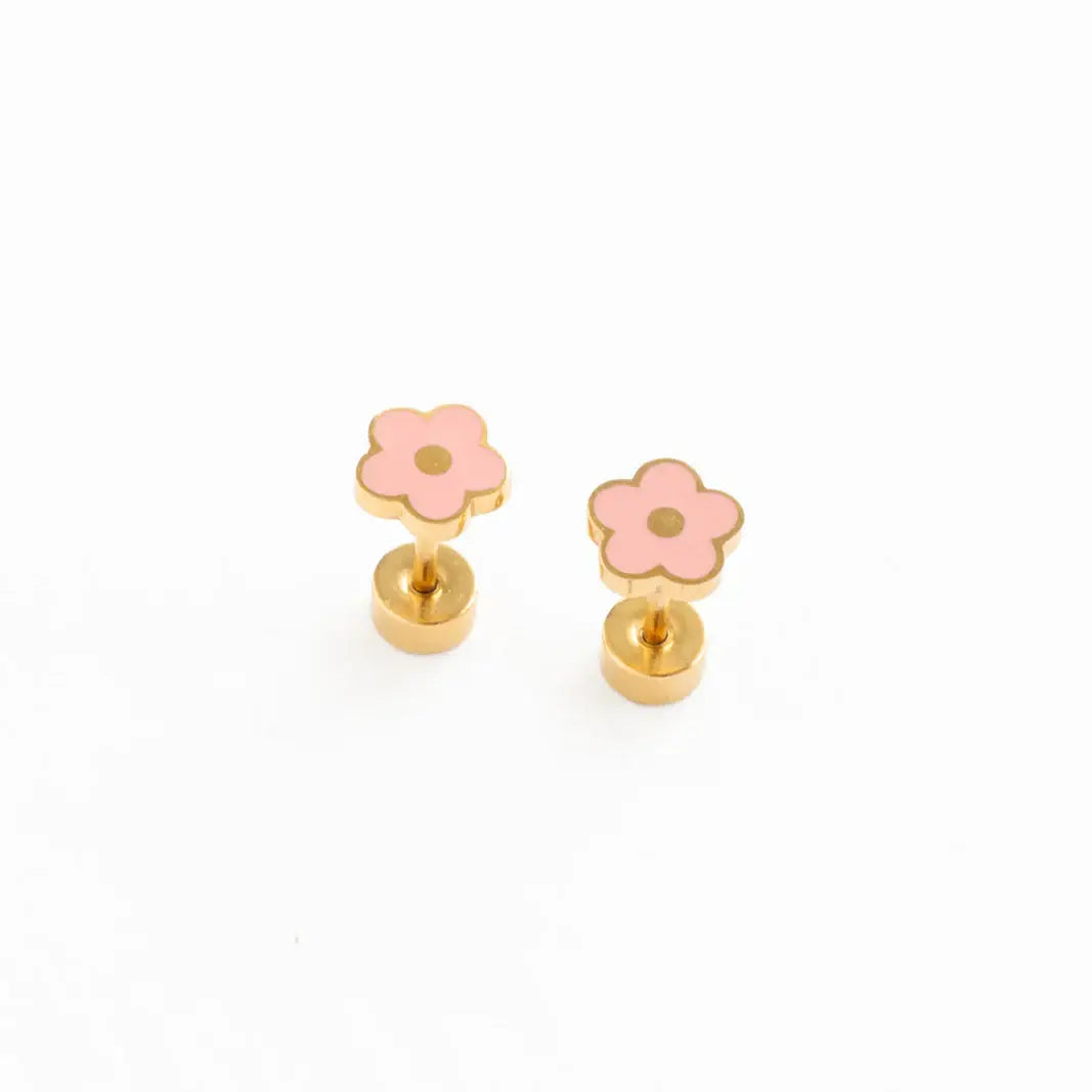 Petite Flower Stud Earring - Hypoallergenic, Flat Back, Girl