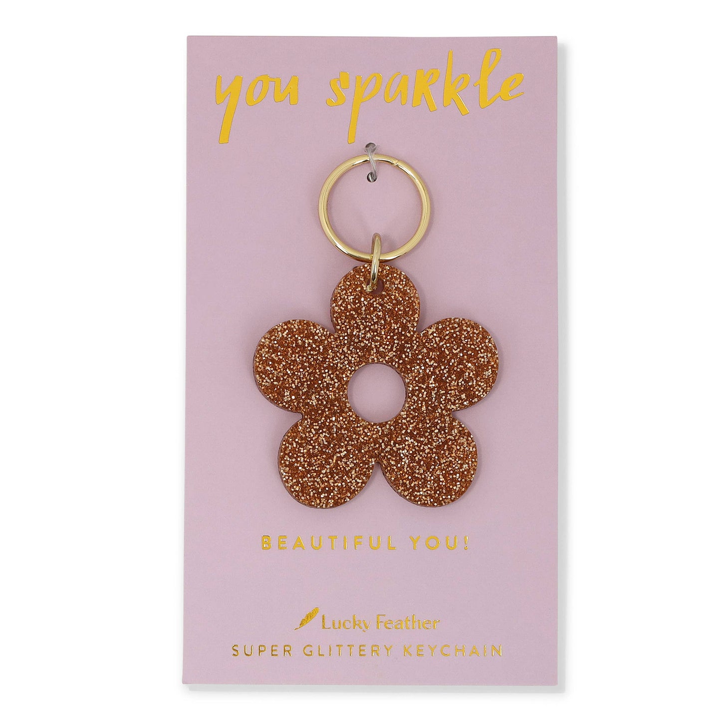 Gold Glitter Key - Shape - FLOWER