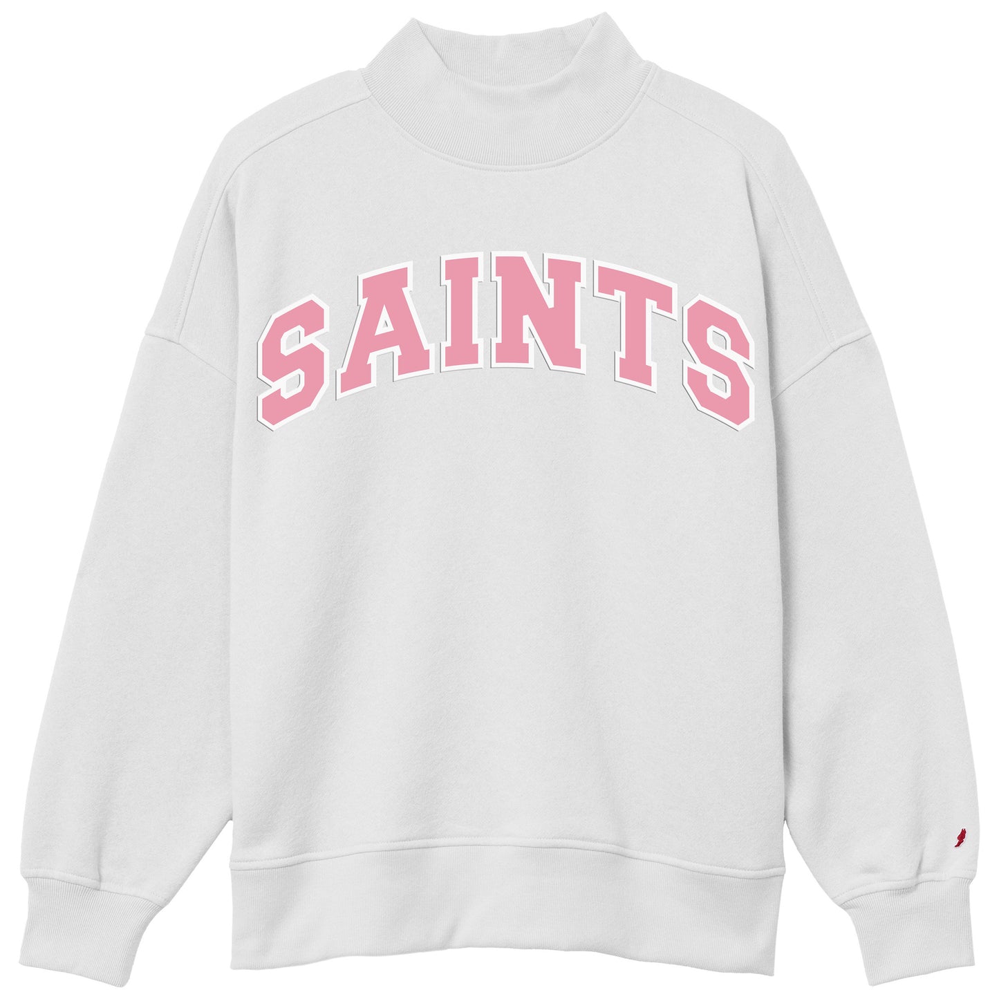 Mock neck Sweatshirt - Pink Applique PV fabric