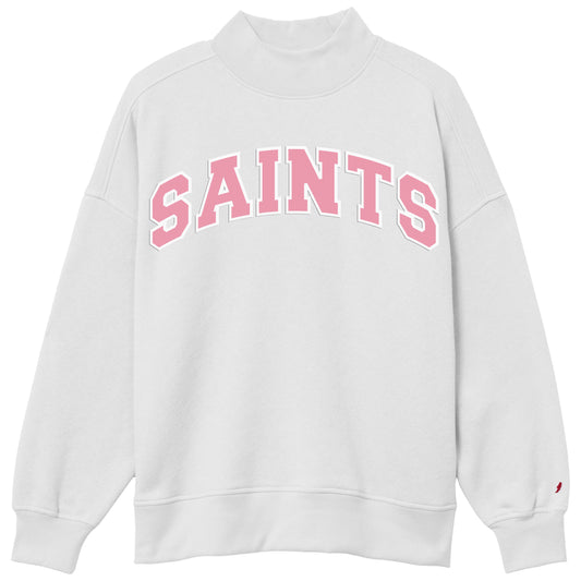 Mock neck Sweatshirt - Pink Applique PV fabric
