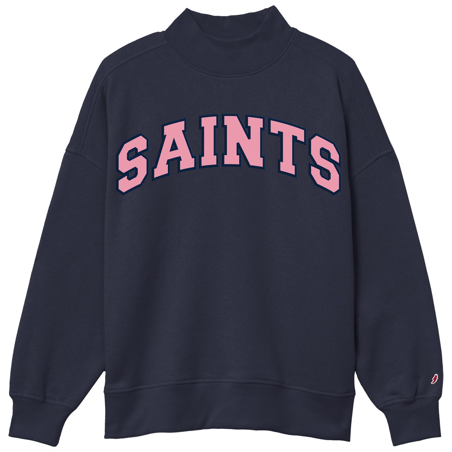 Mock neck Sweatshirt - Pink Applique PV fabric