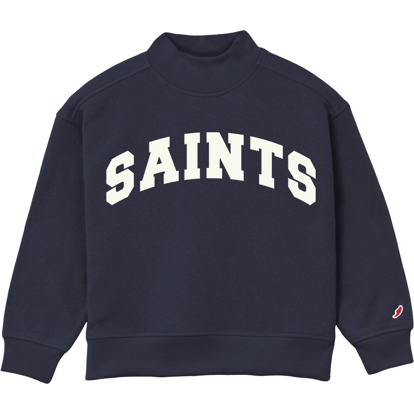Navy Mock neck Sweatshirt - White Saints Applique