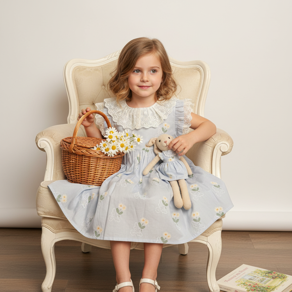 Blue daisy dress w/ matching headband