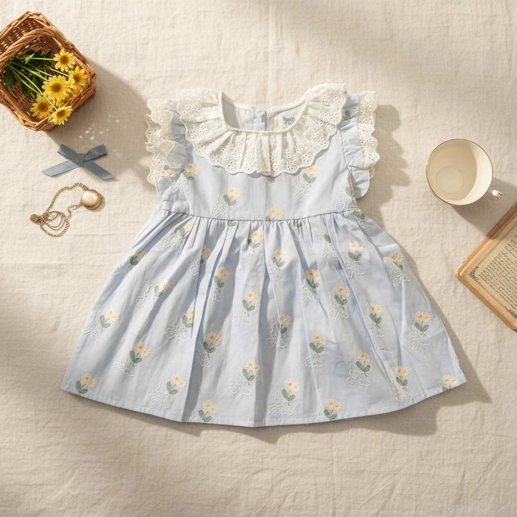 Blue daisy dress w/ matching headband
