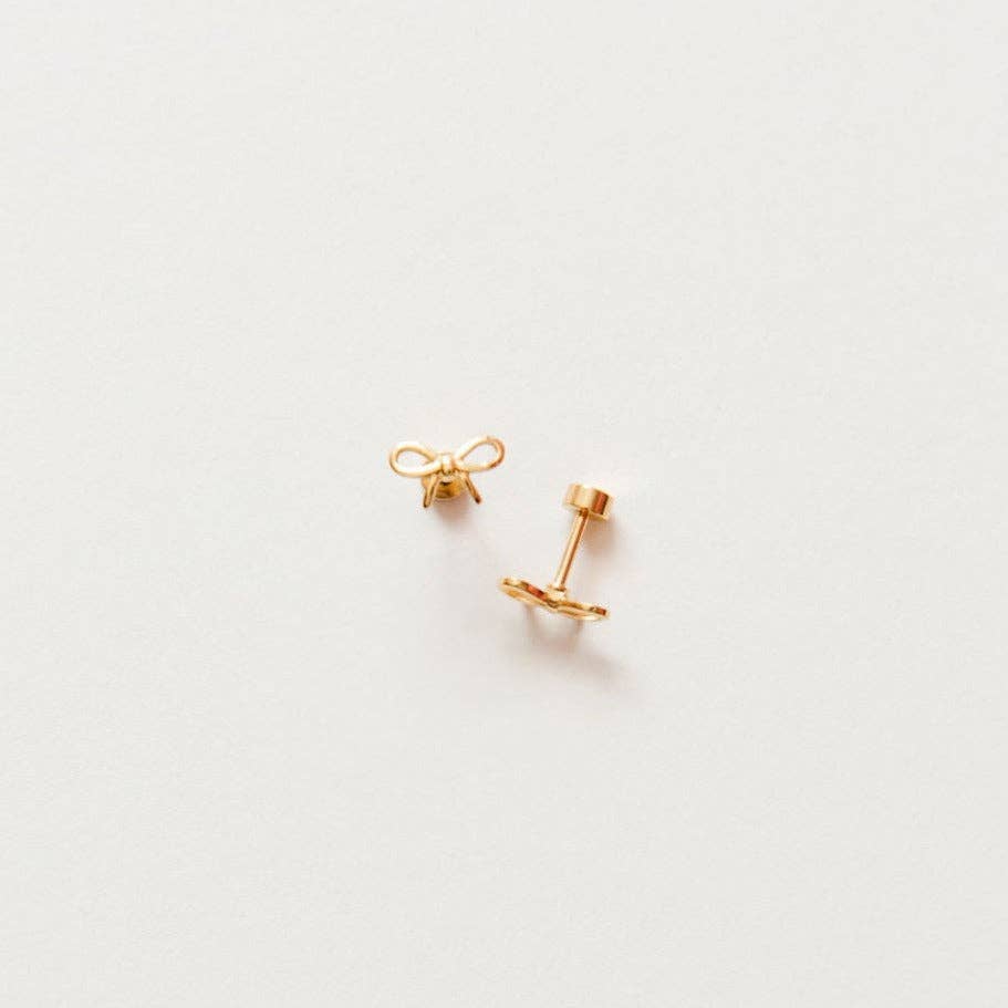 Earrings - Bow Stud Hypoallergenic, Flat Back