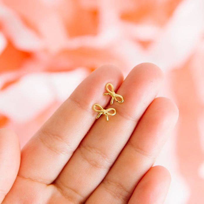 Earrings - Bow Stud Hypoallergenic, Flat Back