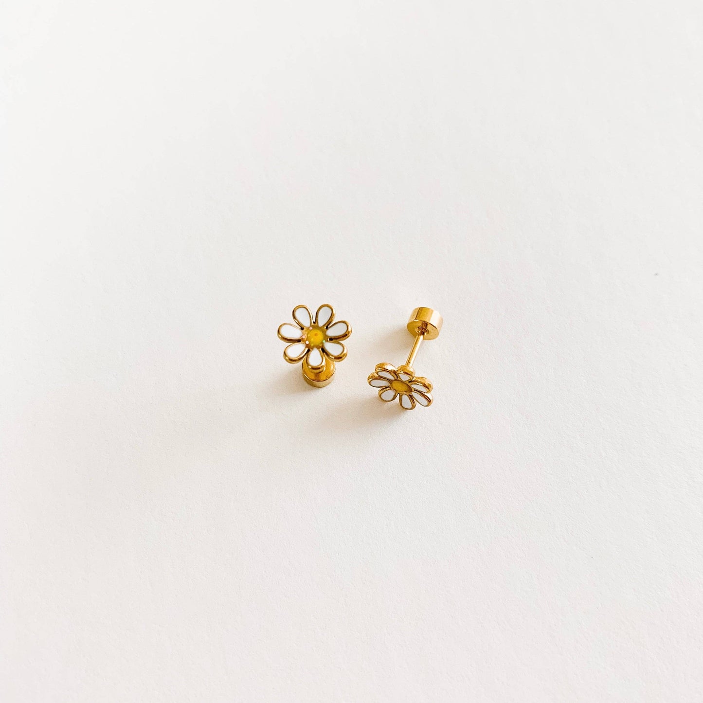 Daisy Stud Earrings - Hypoallergenic, Flat Back, Girl Gift