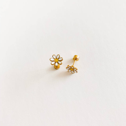 Daisy Stud Earrings - Hypoallergenic, Flat Back, Girl Gift