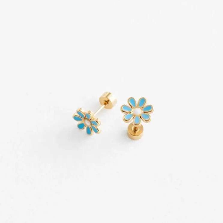 Daisy Stud Earrings - Hypoallergenic, Flat Back, Girl Gift