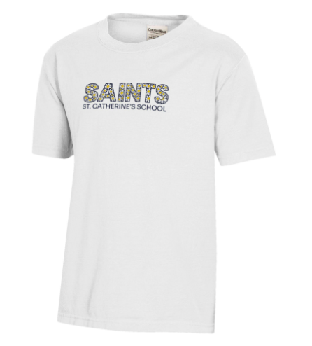 Youth T shirt Comfort Wash SAINTS flower logo St. Catherine's School