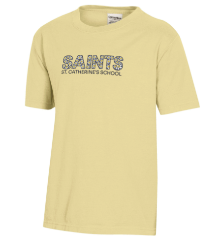 Youth T shirt Comfort Wash SAINTS flower logo St. Catherine's School