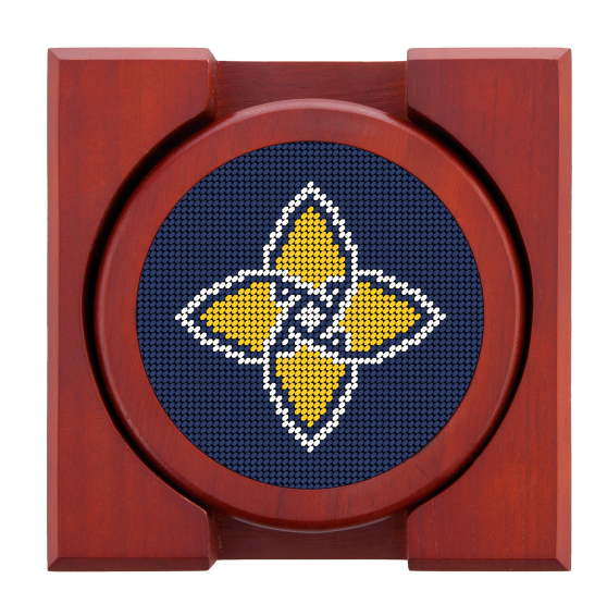 Set of 4 Smathers and Branson Custom Needlepoint Coasters - Navy