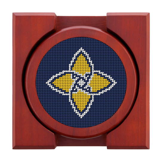 Set of 4 Smathers and Branson Custom Needlepoint Coasters - Navy