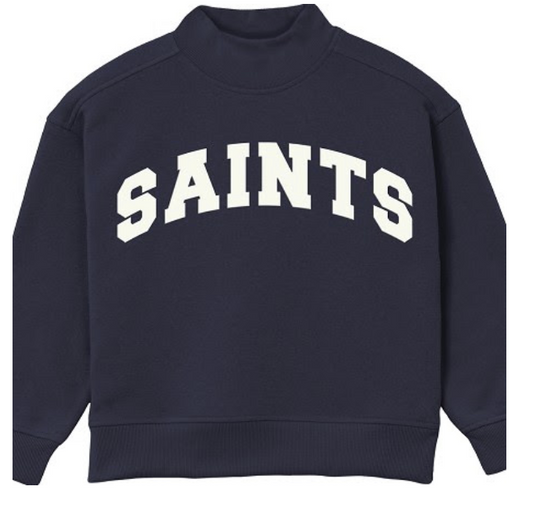 YOUTH Mock Neck Navy with white letters