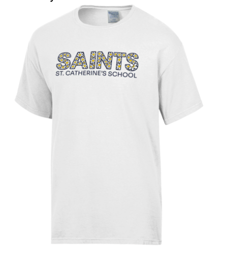Adult T shirt Comfort Wash SAINTS flower logo St. Catherine's School