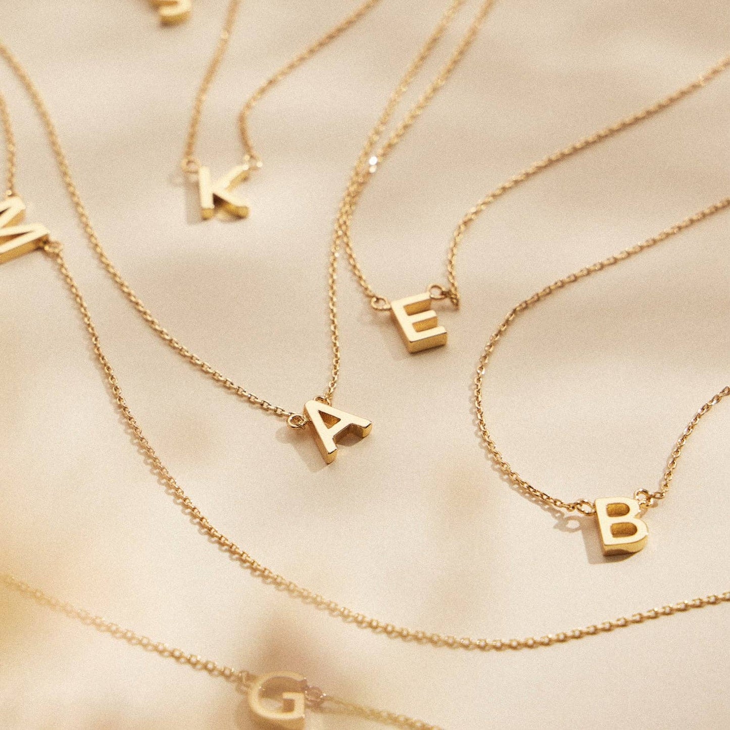 Necklace - 16 Pack of Initial Metal Letter Charm Gold Dip