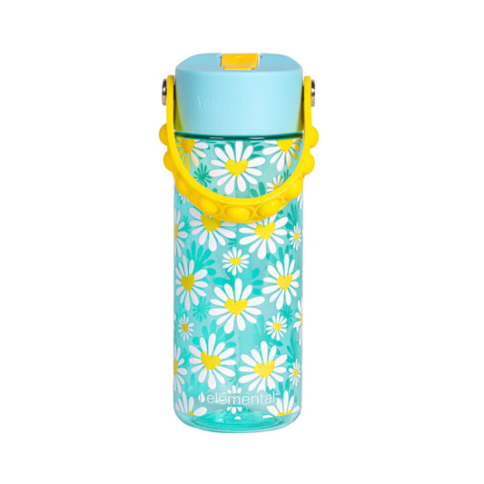 Splash Pop Fidget Handle Bottle 18oz - Daisy Heart Robin's Egg