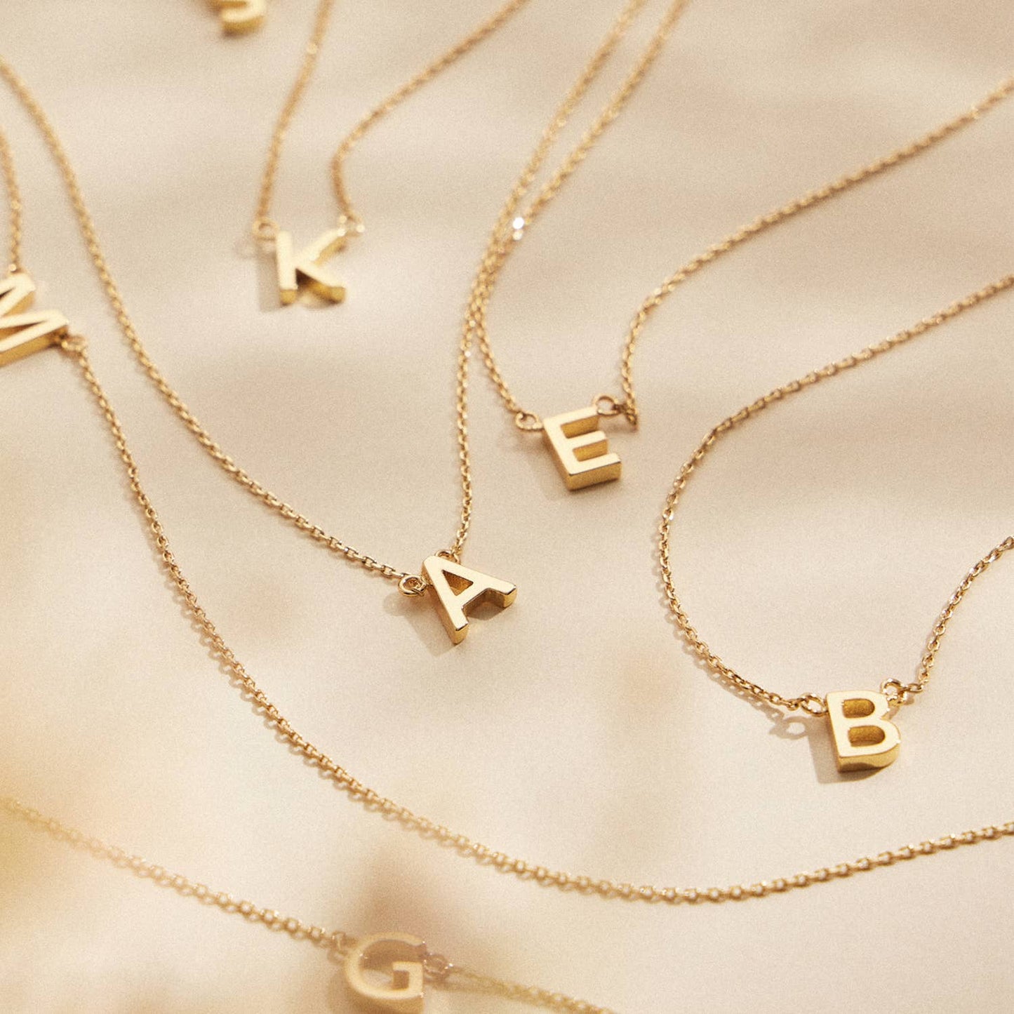 Necklace - 16 Pack of Initial Metal Letter Charm Gold Dip