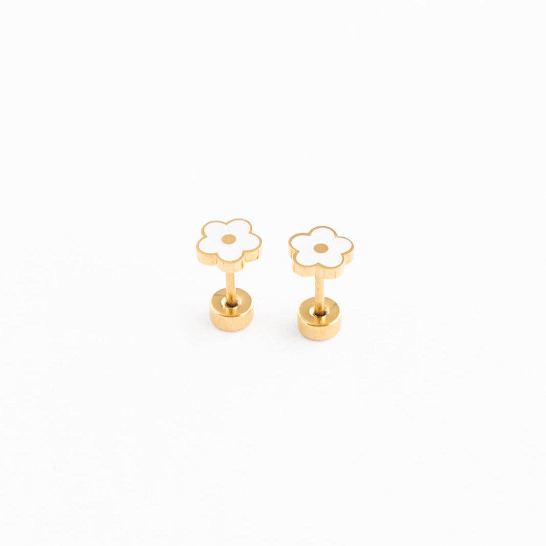 Petite Flower Stud Earring - Hypoallergenic, Flat Back, Girl